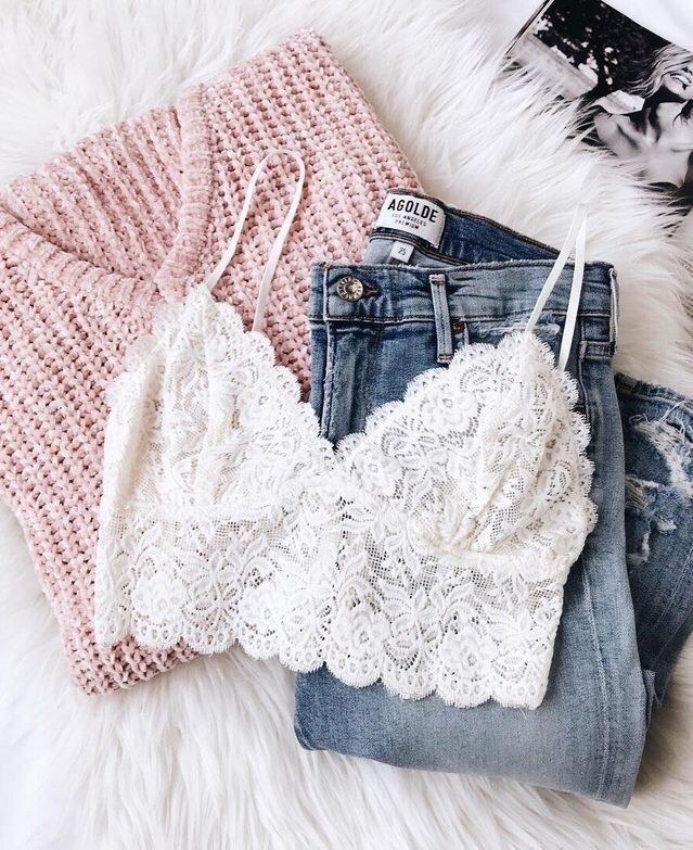 Baddie Ripped Jeans Cute Outfits | Outfit With Bralette | Bra Bralette  Outfits, Bralette Blouse, Bralette Dresses