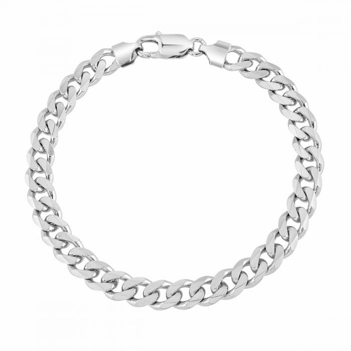 Sterling Silver 7.3mm Diamond Cut Curb Link Bracelet £55.00: bracelet  