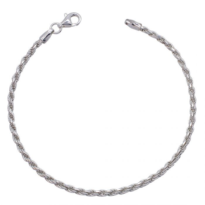 Sterling Silver 2.3mm Diamond Cut Rope Link Bracelet £14.00: bracelet  
