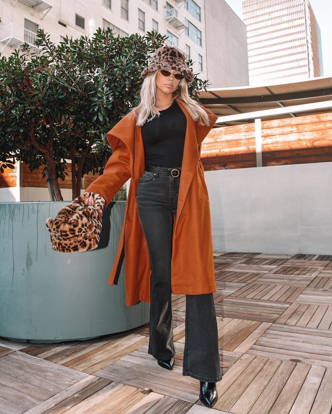 Orange and brown dress trench coat, coat: Trench coat  