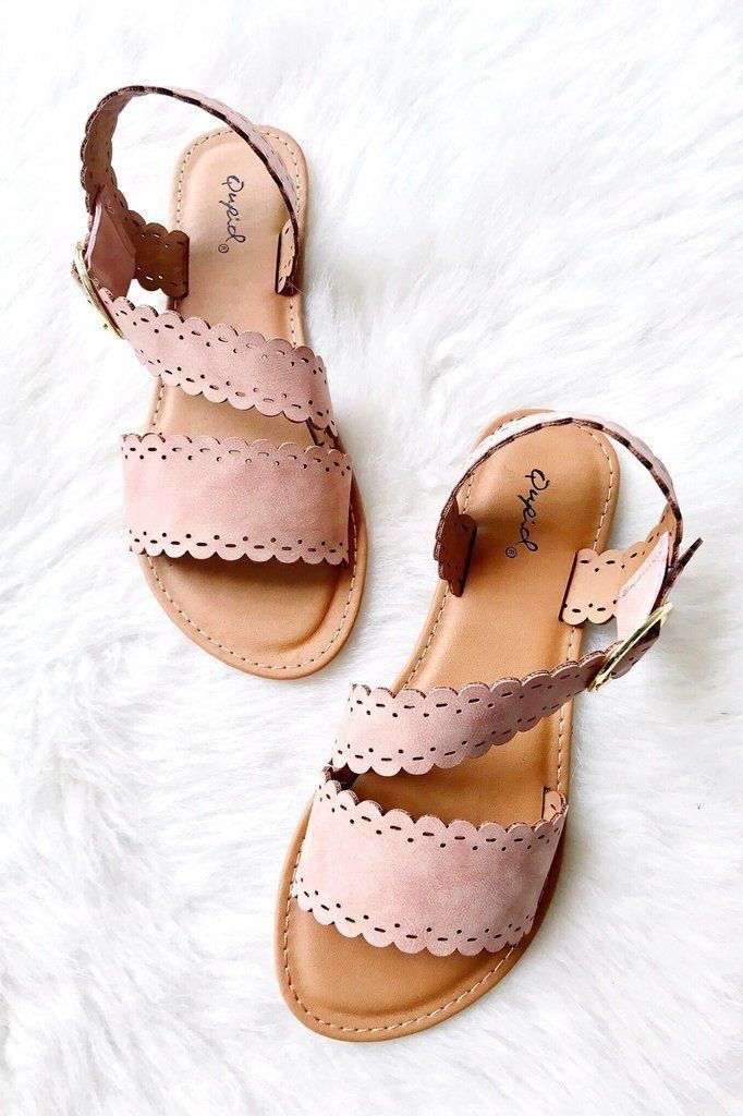 Blush slide-on sandals // casual sandals // summer sandals // eyelet details // ... | Summer Outfit Ideas 2020: Outfit Ideas,  summer outfits,  Casual Outfits  