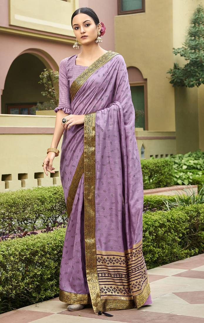 Casual Wear Pink Colour Chanderi Silk Saree with Blouse: Lifestyle,  Saree,  Womens clothing,  Hot Girls In Saree  