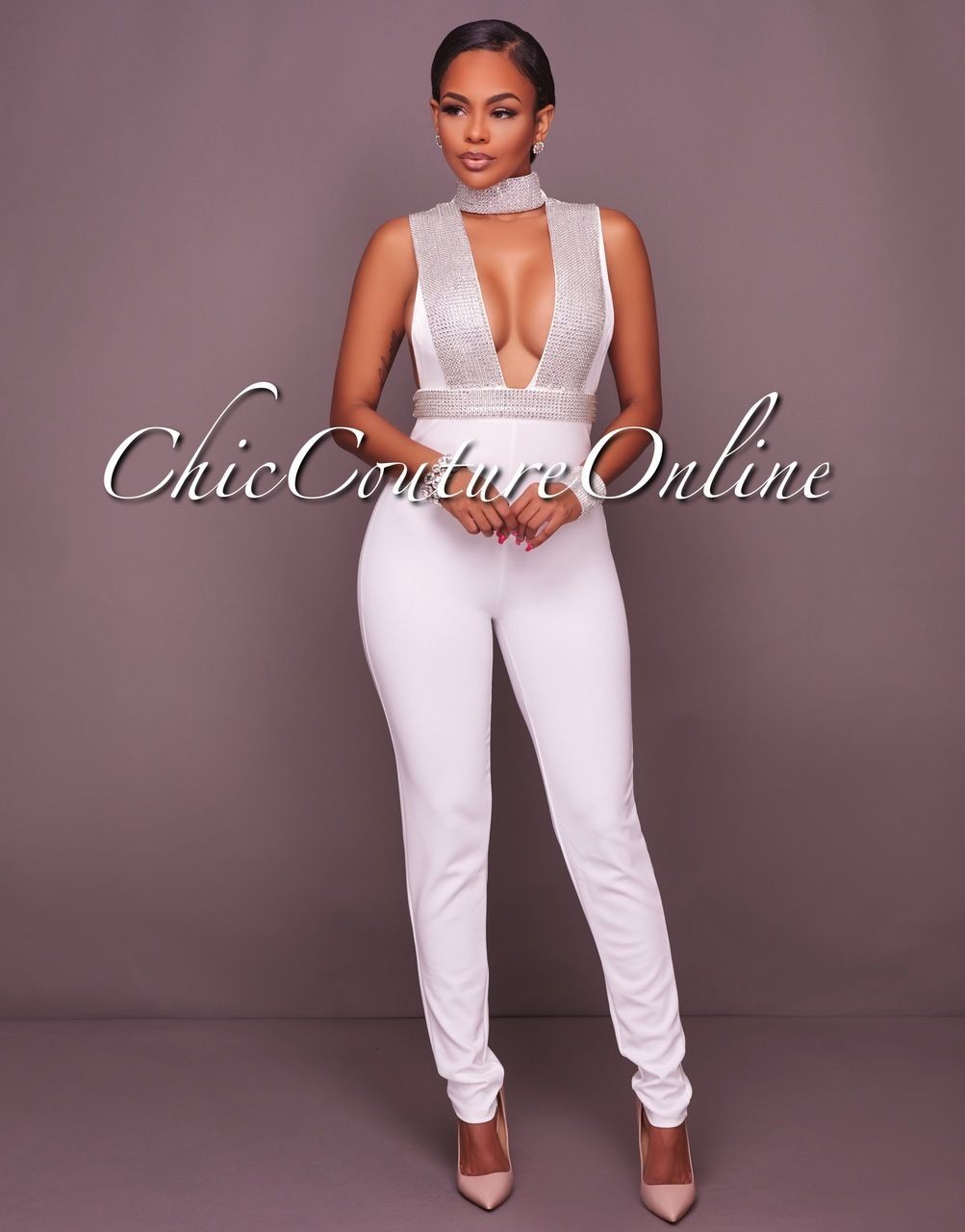 White fashion collection with crop top, pantsuit, trousers: Crop top,  party outfits,  fashion model,  White Outfit  