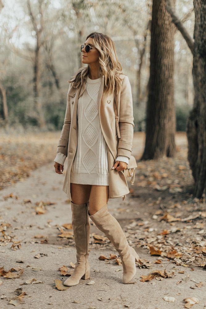Dzemper haljina i cizme preko koljena: winter outfits,  Street Style,  Classy Winter Dresses  