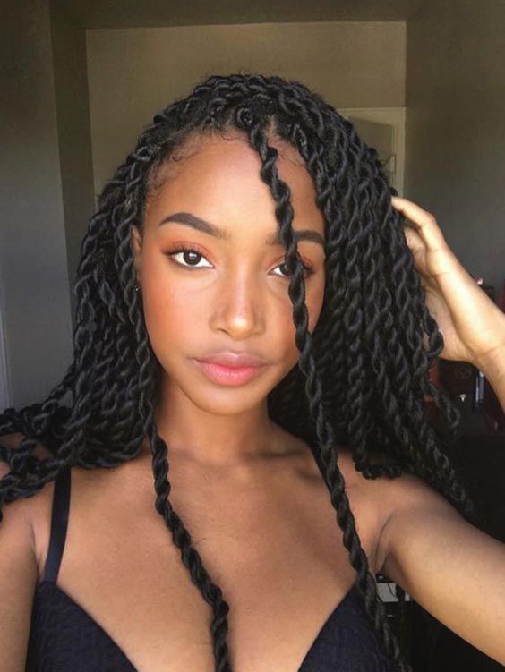 Colour outfit, you must try with braid: Long hair,  Hairstyle Ideas,  Jheri Curl,  Box braids,  Braided Hairstyles,  Black hair  