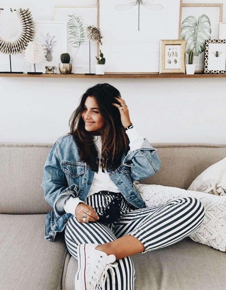 Black and white striped pants outfit ideas