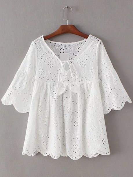 White outfit ideas with bell sleeve, embroidery, sweater: summer outfits,  Bell sleeve,  White Outfit  