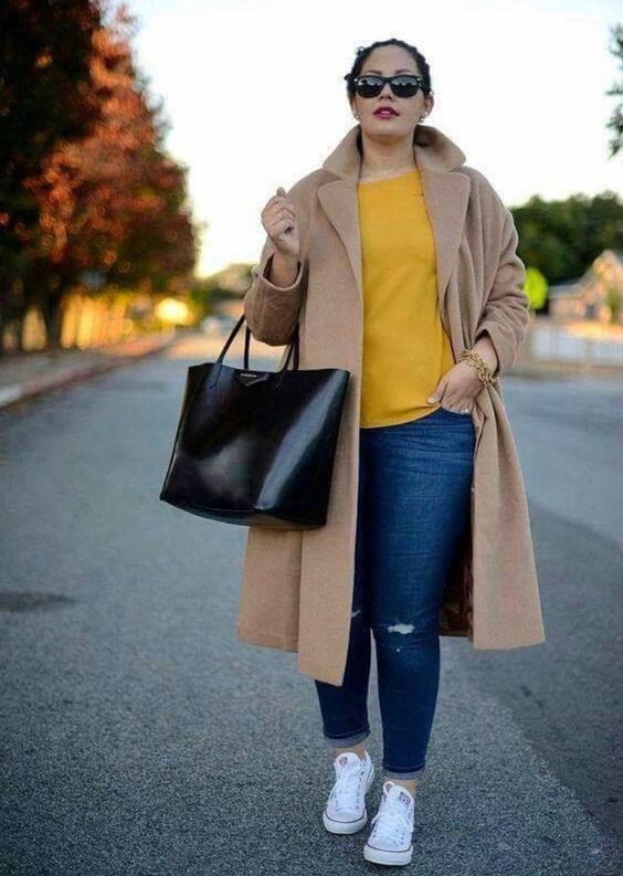 Winter outfits for plus size: Casual Outfits,  winter outfits,  Plus size outfit,  Yellow And Brown Outfit  