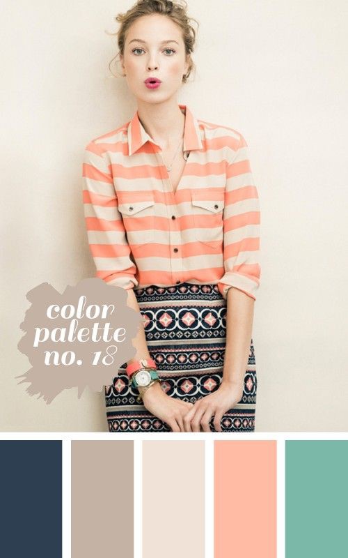 Paletas de combinacion color salmon |  lindos conjuntos de falda estampada para el verano