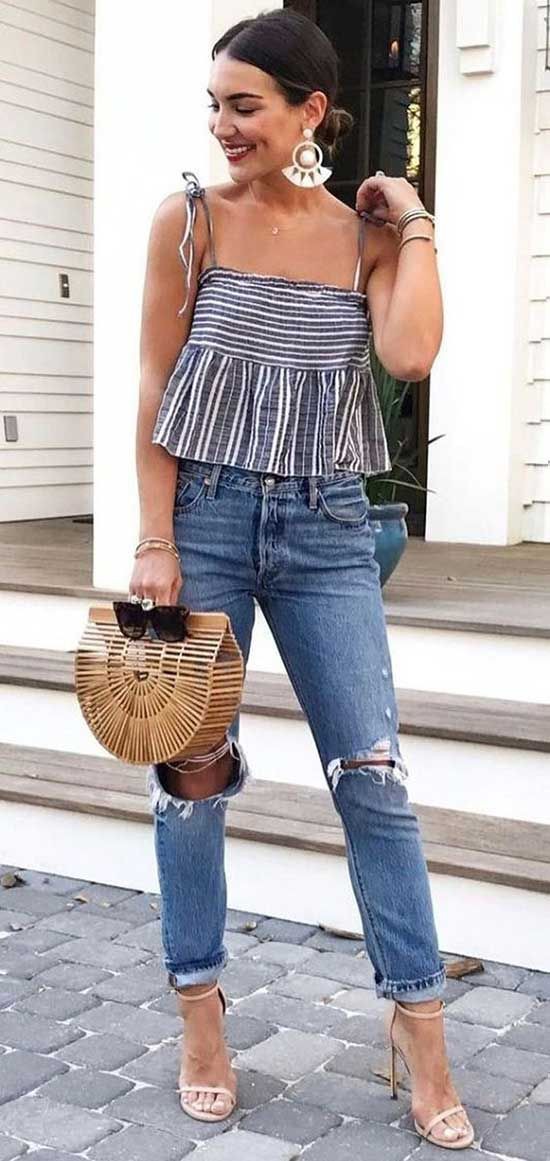 Ootd ideas: Denim,  Denim Outfits,  Top,  Fashion accessory,  Casual Outfits,  Outfit of The Day,  Jeans Outfit  