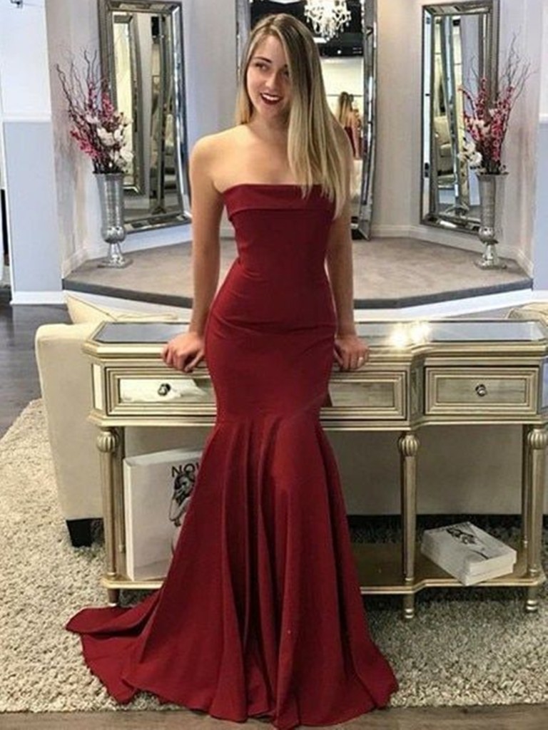 Colour outfit ideas 2020 strapless prom dress bridal party dress, strapless dress: Evening gown,  Strapless dress,  fashion model,  Prom Dresses,  Bridal Party Dress,  Red Outfit  