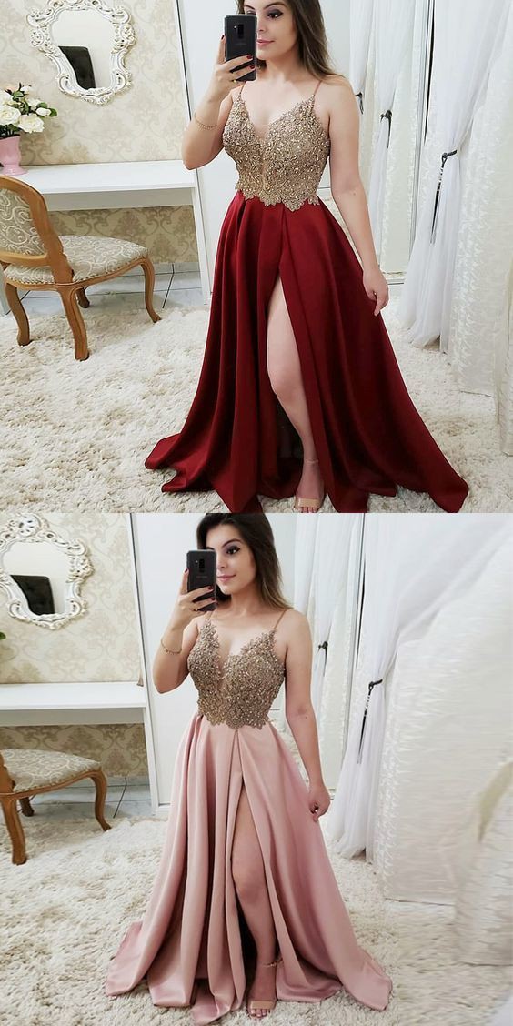 Juveniles vestidos color vino largos elegantes: Wedding dress,  Evening gown,  Spaghetti strap,  Formal wear,  Pink And Red Outfit,  Bridal Party Dress,  Curvy Prom Dresses  