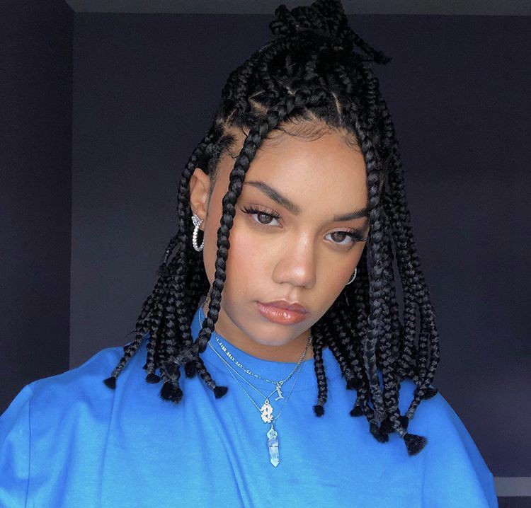 Shoulder length short box braids