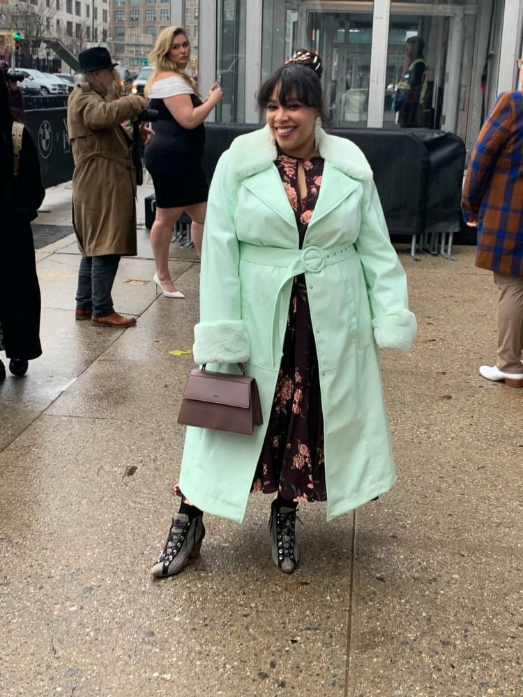 Colour outfit, you must try with coat: Fashion week,  New York,  Street Style,  Plus size outfit,  beige coat,  Winter Coat  