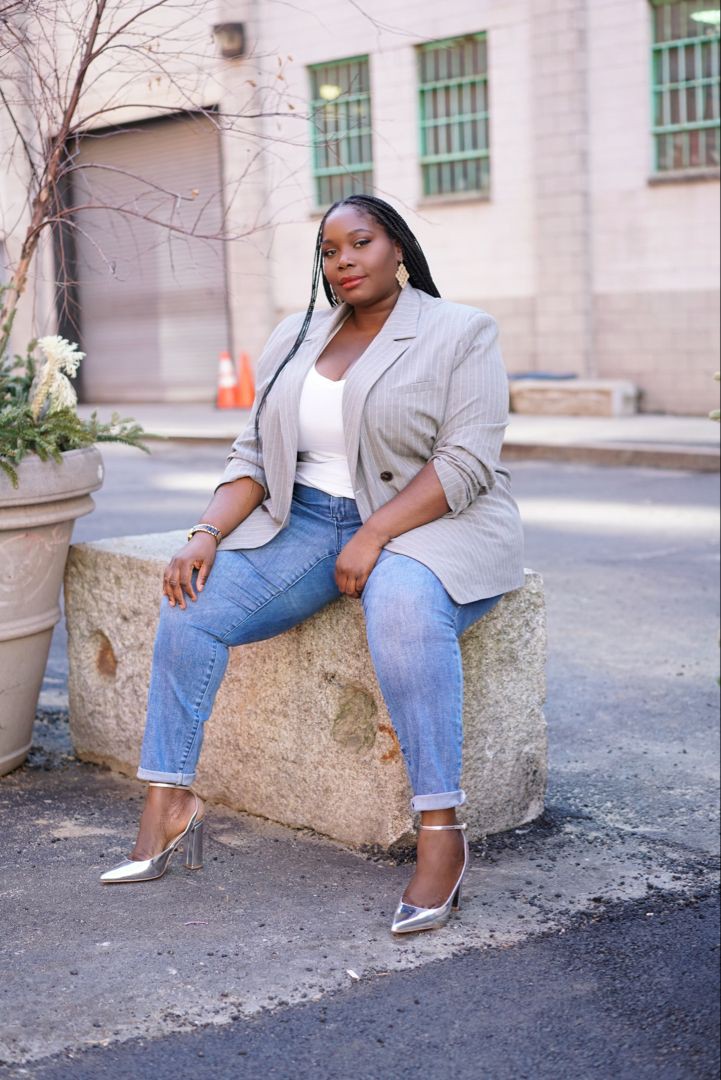 Blue fashion nova outfits with trousers, shorts, blazer: Street Style,  Plus size outfit,  Blue Outfit  