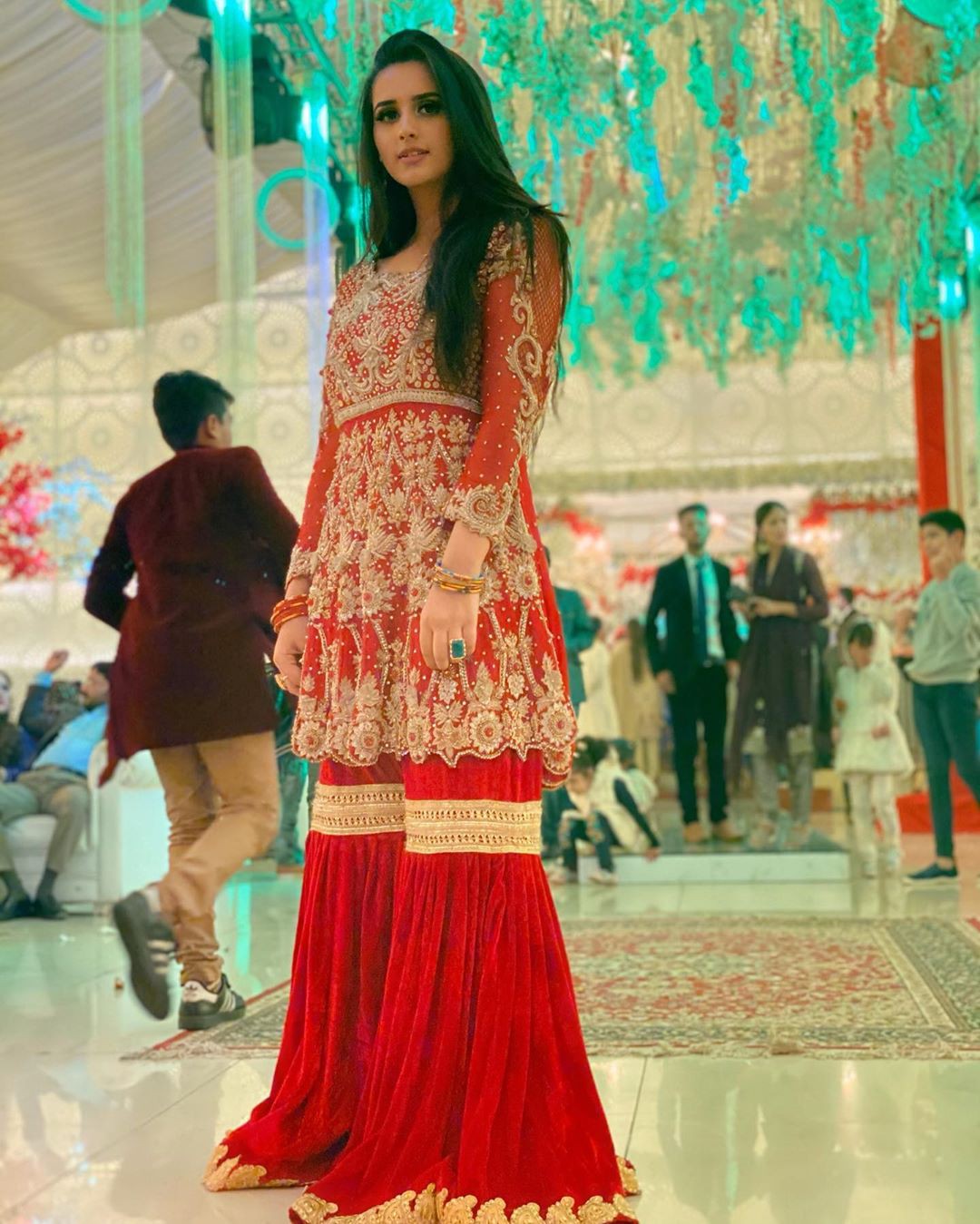 maroon classy outfit with formal wear, sari, clothing ideas: Fashion photography,  Alishbah Anjum Instagram,  Maroon Sari  