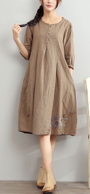 Beige outfit with day dress, cotton, top: summer outfits,  day dress,  Beige Outfit  