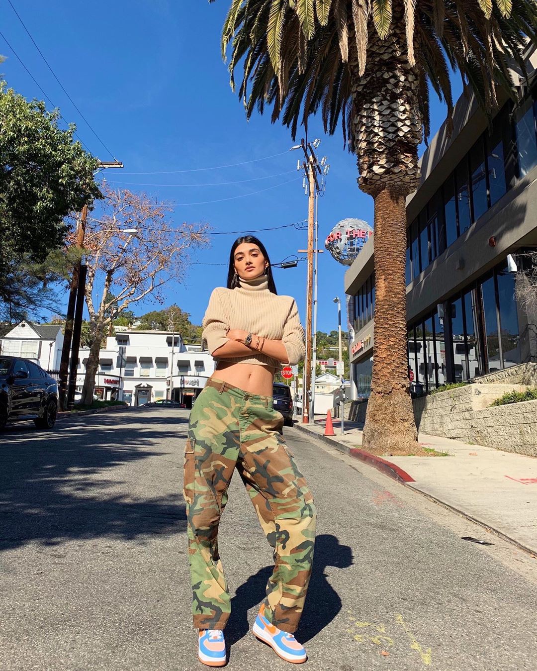 Neelam Gill uniform colour outfit, military camouflage, military uniform: Military camouflage,  Military uniform,  Instagram girls,  Uniform,  Camo Joggers  