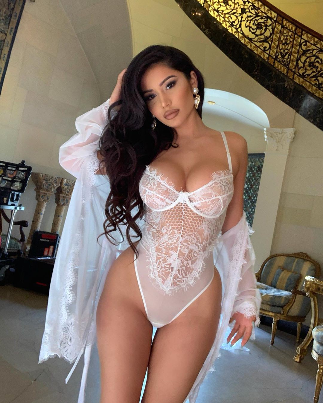 Janet Guzman undergarment, lingerie top, underpants matching style: Joy Corrigan Instagram  