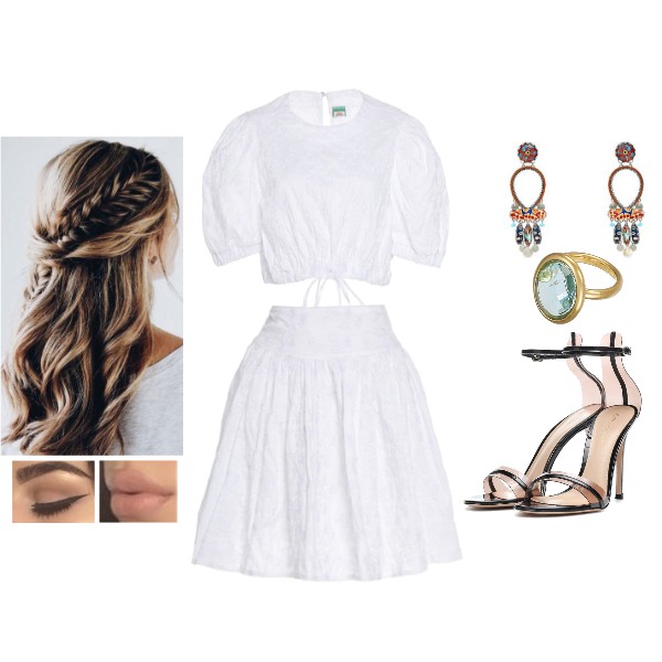 Colour outfit, you must try peinados para adolescentes, french braid, box braids, head hair, long hair, day dress, a line: Long hair,  Hairstyle Ideas,  Box braids,  French braid,  Date Outfits,  day dress,  Beige And White Outfit  