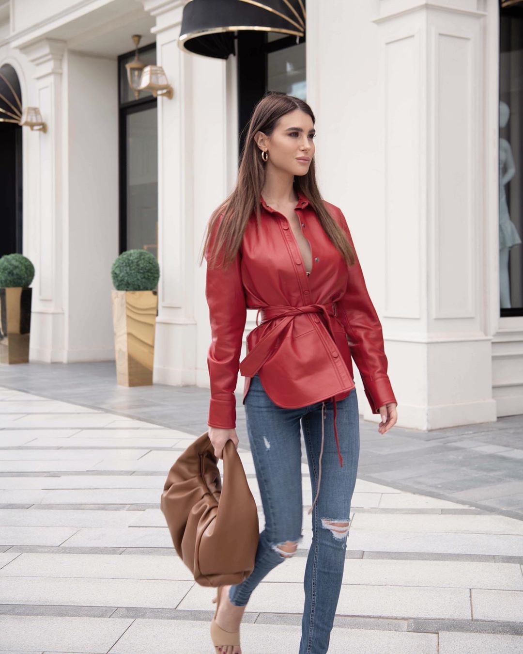 Maroon and brown leather, jeans, wardrobe ideas: Instagram girls,  Maroon And Brown Outfit  