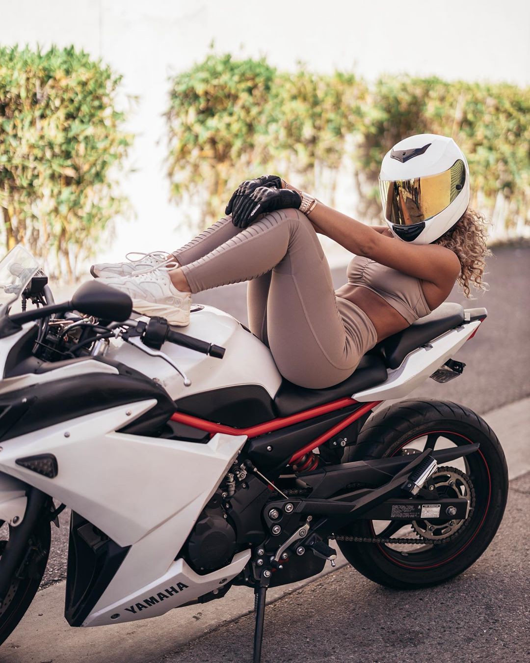 Jena Frumes, personal protective equipment, motorcycle helmet, automotive design: Instagram girls  