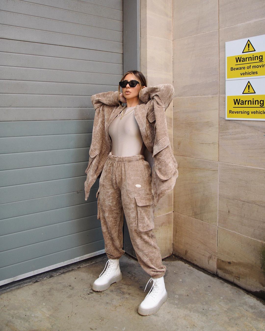 beige colour outfit ideas 2020 with trousers, jacket, shoe: Beige Jacket,  Beige Trousers  