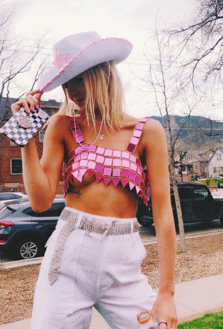 pink matching dress with crop top, shorts, shirt: Crop top,  Coachella Outfits,  Pink Crop Top  