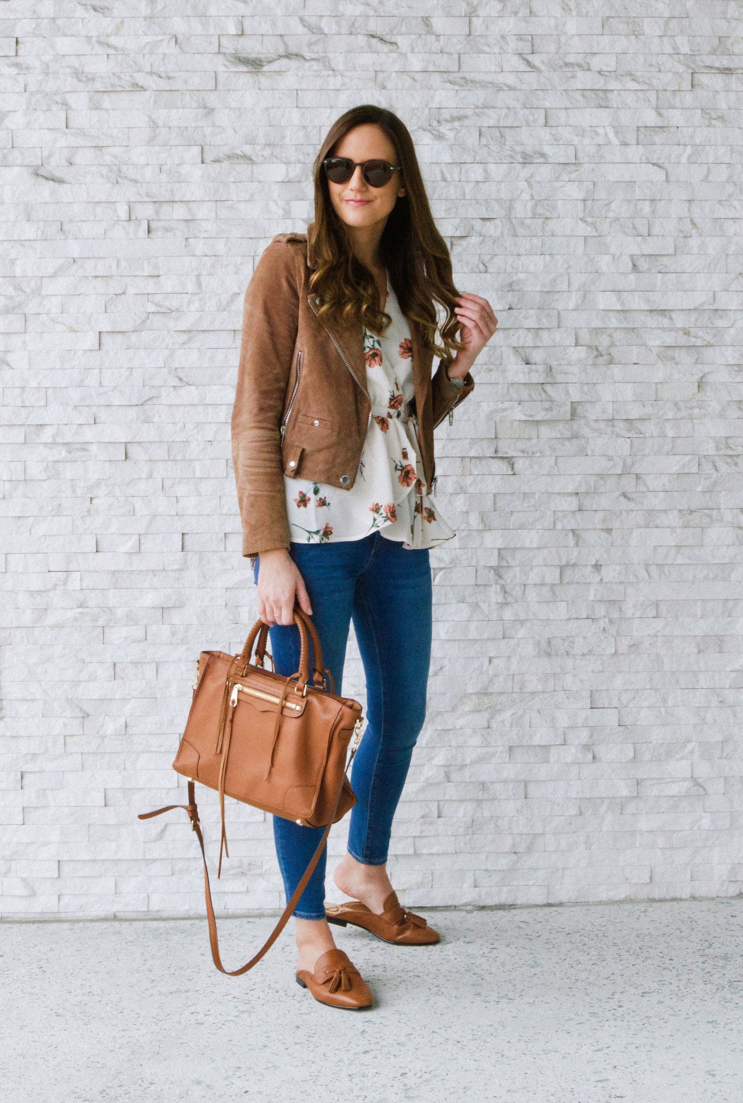 Style brown loafers outfit women | Outfit Ideas With Floral Top | Brown And  White Outfit, Floral Top Outfits, Leather jacket