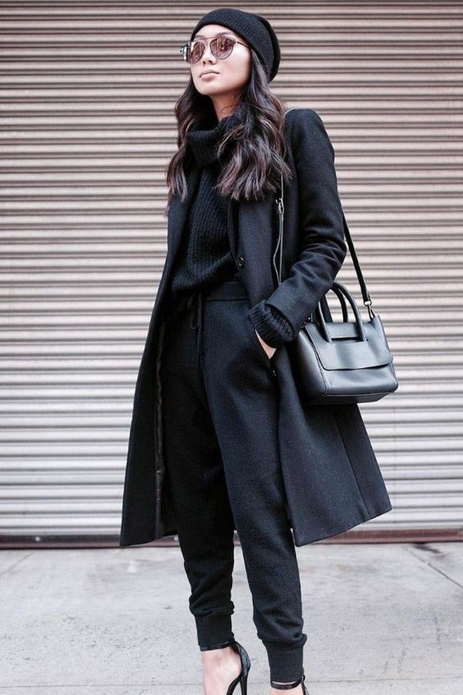Outfit instagram monochromatic outfit women black and white, street fashion: Black Outfit,  fashion model,  Street Style,  Black And White  