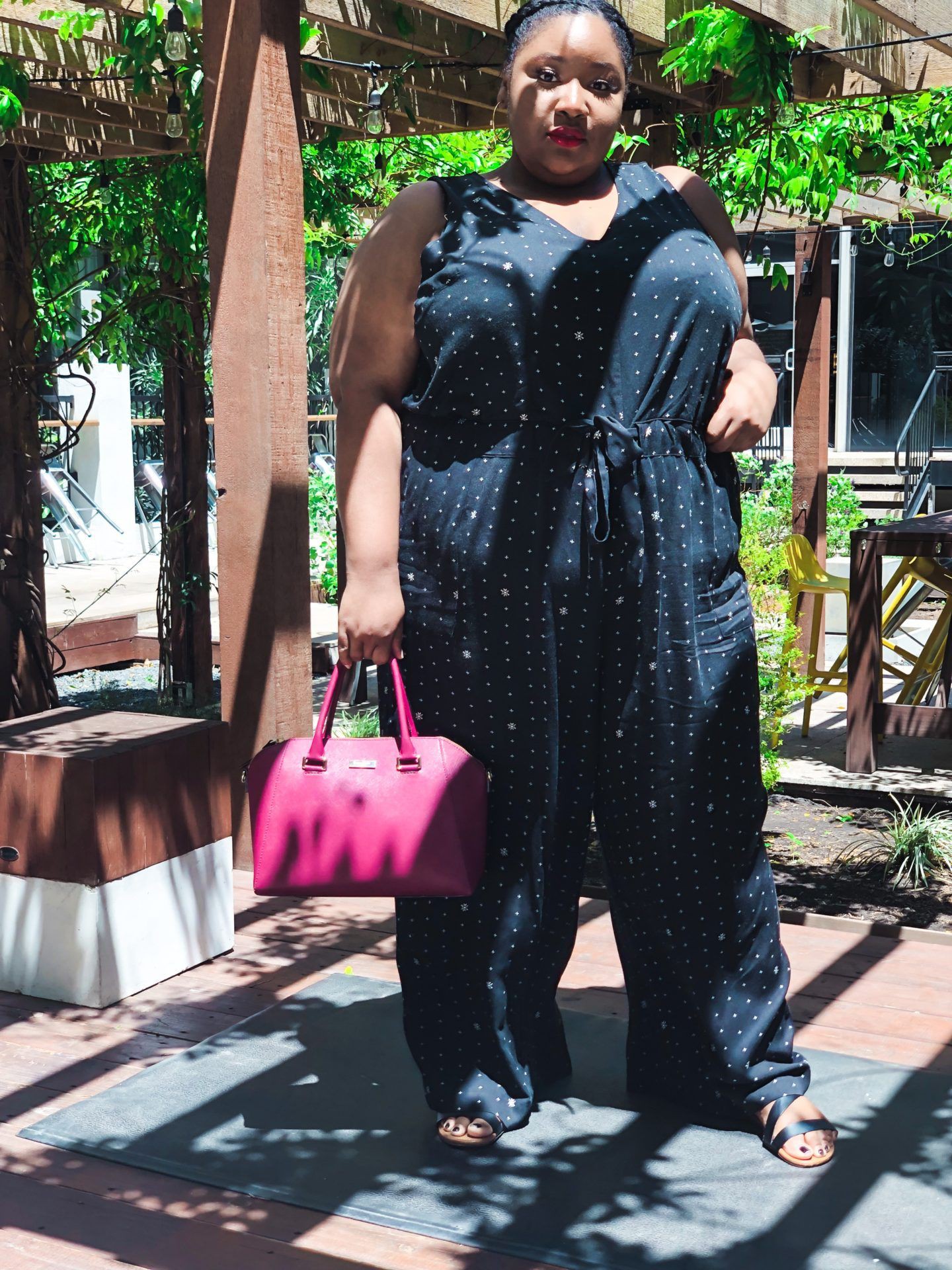 Black and pink outfit with fashion accessory, formal wear: Fashion photography,  Lane Bryant,  Fashion accessory,  Formal wear,  Street Style,  Black And Pink Outfit  