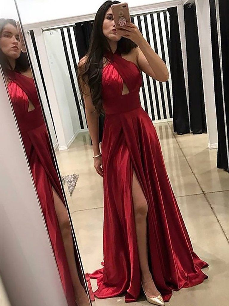 Line halter sleeveless sweep brush train: Sleeveless shirt,  Ball gown,  fashion model,  Prom Dresses,  Formal wear,  Pink And Red Outfit  