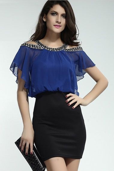 Electric blue and cobalt blue cocktail dress, wardrobe ideas: Cocktail Dresses,  Cobalt blue,  Electric blue,  Electric Blue And Cobalt Blue Outfit,  Women Dress Outfit  
