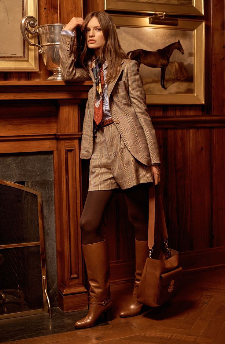 Colour outfit ralph lauren fall ralph lauren corporation, rugby ralph lauren, ready to wear: Fashion show,  Trench coat,  Ralph Lauren Corporation,  Brown Boots Outfits,  Rugby Ralph Lauren,  Ready To Wear  