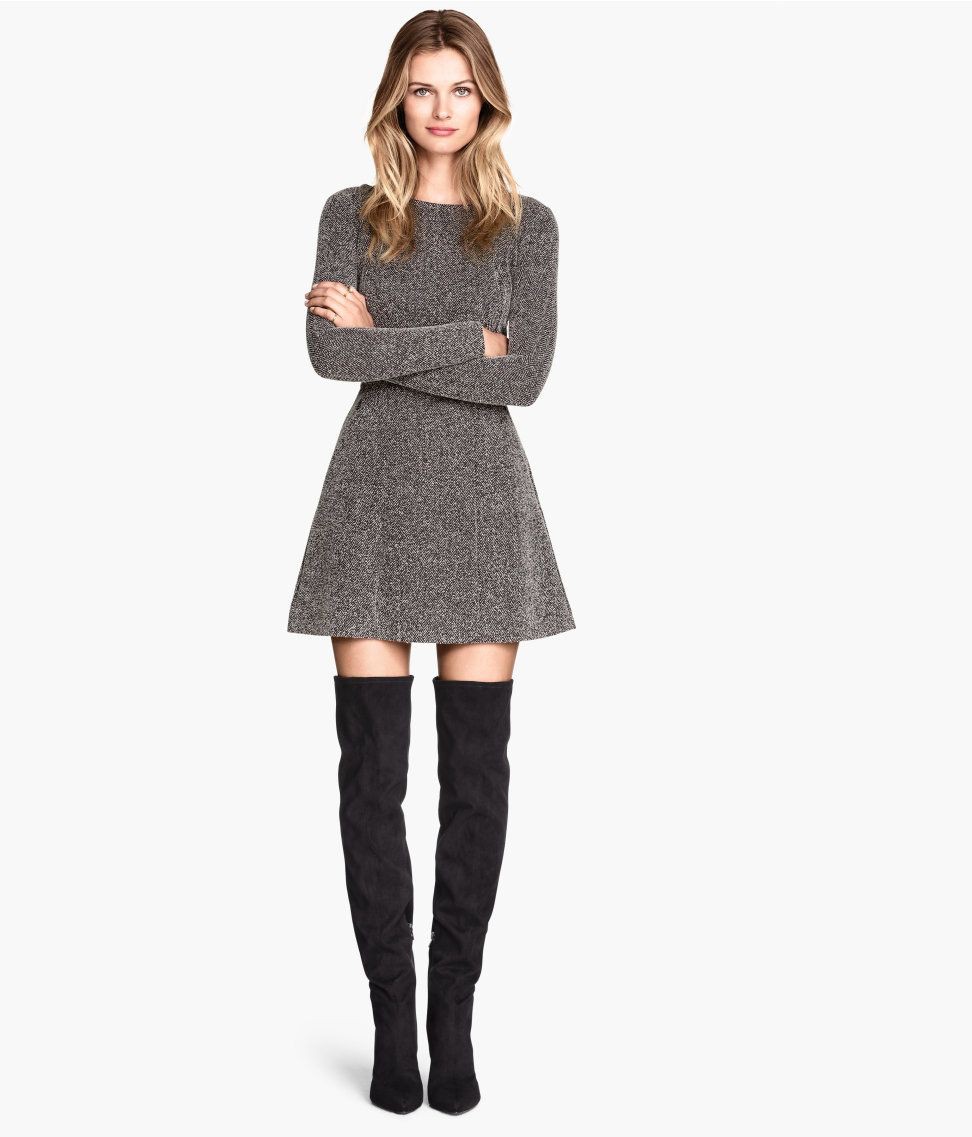 Dresses ideas vestidos juveniles invierno, casual wear, a line | Outfit  With Thigh High Boots | A Line, Boots Outfit,