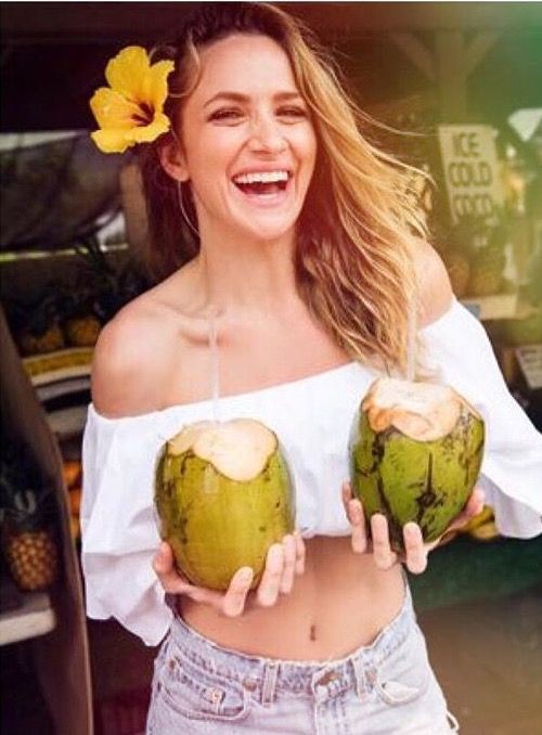 Shantel VanSanten, coconut water, food craving, yellow: Shantel VanSanten,  Shantel VanSanten Instagram  