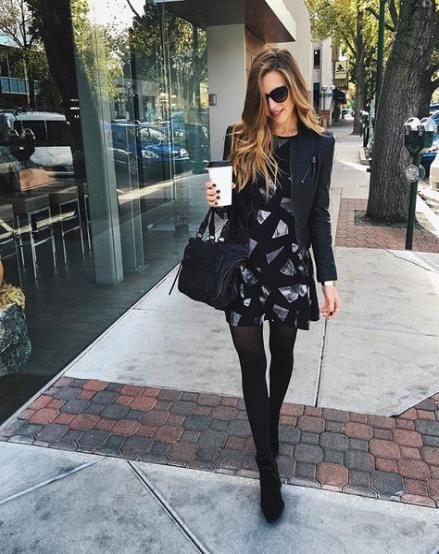 Black outfit instagram with miniskirt, pantyhose, stocking: Black Outfit,  Teen outfits,  Street Style,  Black And White  