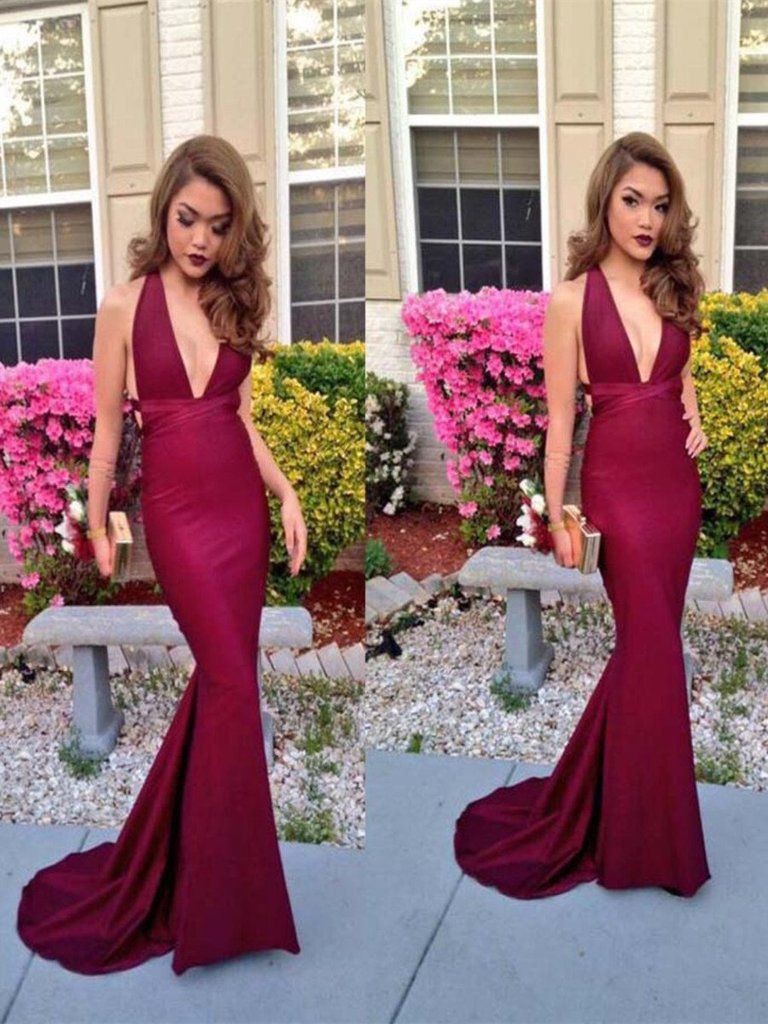 Makeup for formal maroon dress: Backless dress,  Evening gown,  Bridesmaid dress,  Prom Dresses,  Formal wear,  Bridal Party Dress,  Magenta And Maroon Outfit,  Maroon Outfit  