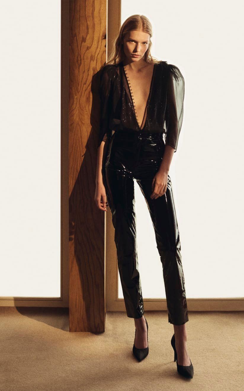 Lookbook dress with trousers, leather, jeans: Fashion show,  fashion model,  Leather Pant Outfits  