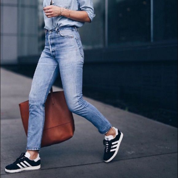 Outfit Pinterest gazelle adidas style, street fashion | Denim On Denim  Outfit Ideas | Cool Denim Outfits, Street fashion,