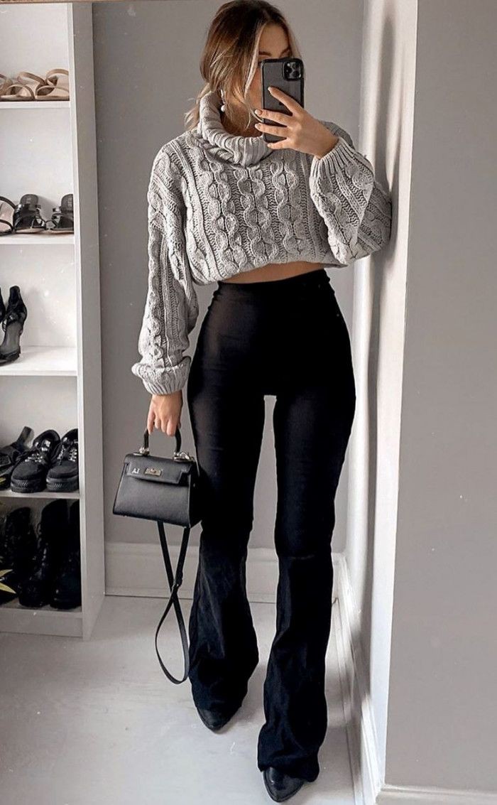 White and black instagram fashion with leather jacket, leggings, sweater: Classy Winter Dresses,  Turtleneck Sweater Outfits  