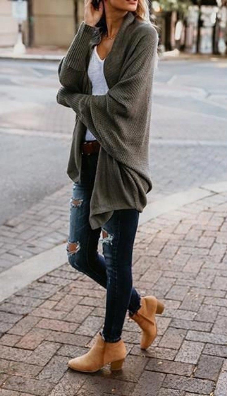 Brown colour ideas with sweater, blouse, shirt | Cardigan Outfits ...