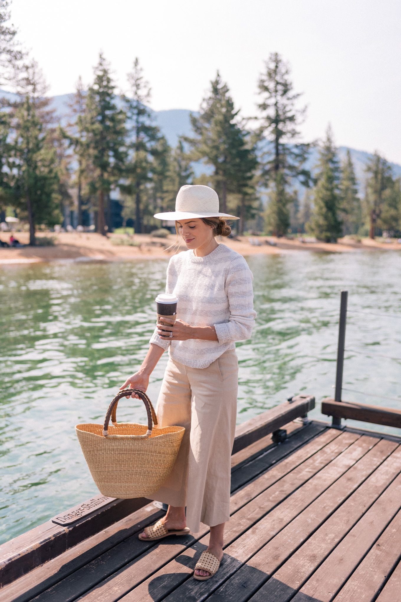 Lookbook dress with trousers, sweater: Linen Pants,  Jenni Kayne  