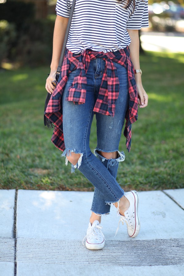 Outfit ideas cute flannel outfits, street fashion, casual wear, t shirt: Casual Outfits,  T-Shirt Outfit,  Street Style,  Plaid Shirt  