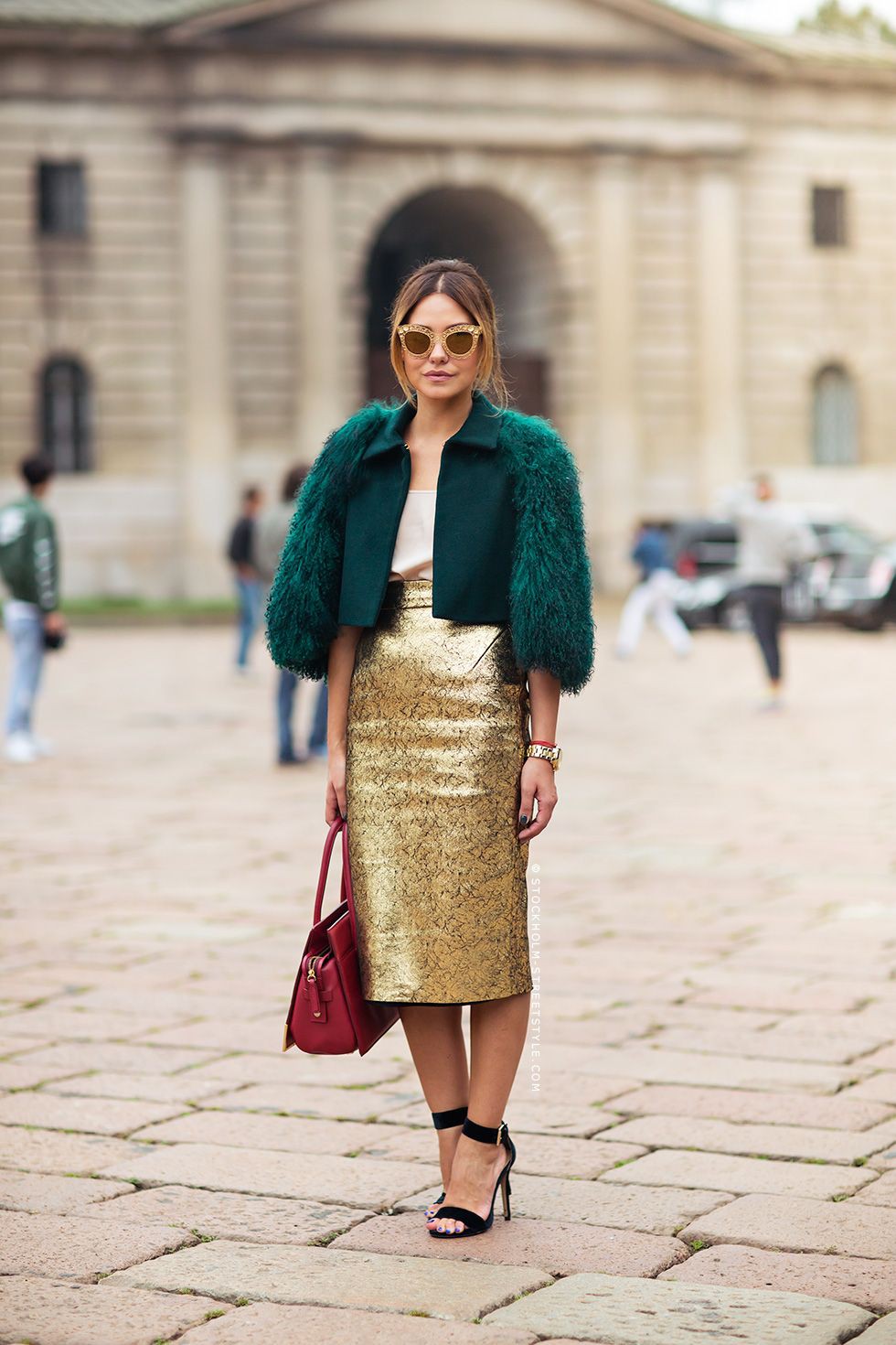 Turquoise and yellow outfit Stylevore with pencil skirt, skirt | Sequin ...