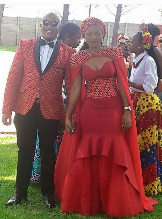 Red Traditional Wedding Dresses African Wax Prints Wedding Dress 