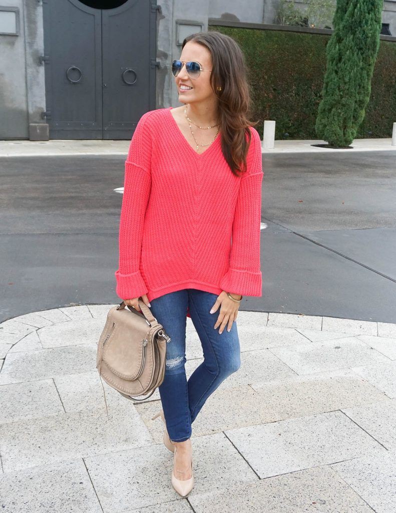 Outfit coral sweater outfit, street fashion, electric blue, fashion blog, casual wear: fashion blogger,  Electric blue,  Street Style,  Electric Blue And Pink Outfit,  Orange Outfits  