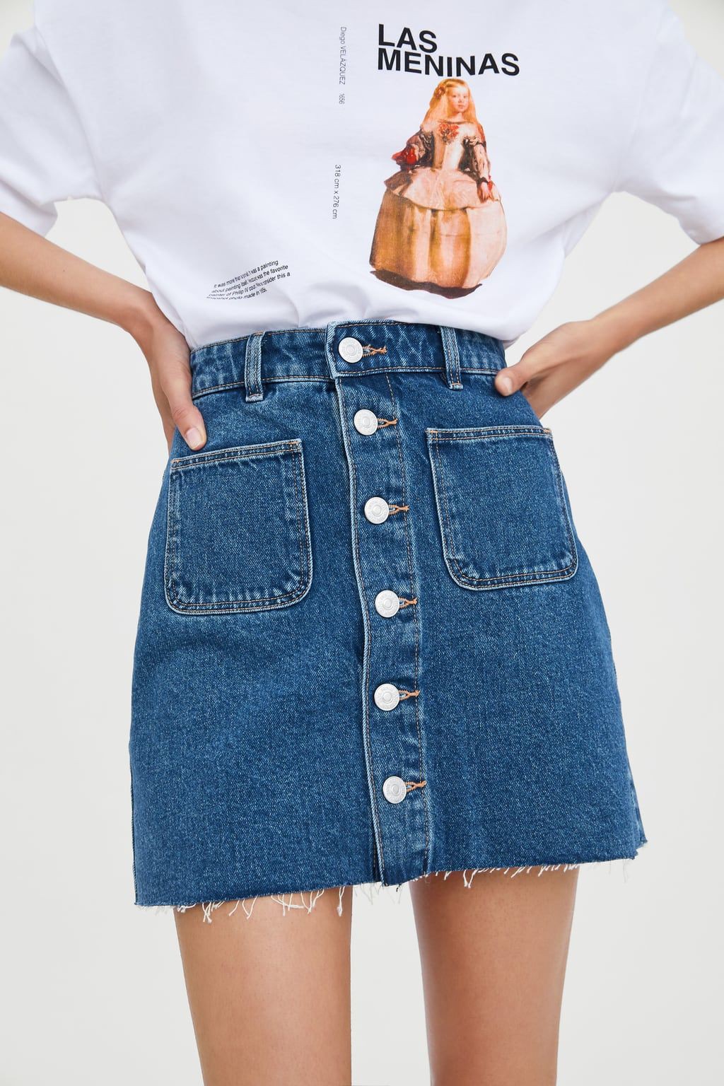 White and blue style outfit with denim skirt, jean short, miniskirt: Denim skirt,  White And Blue Outfit  