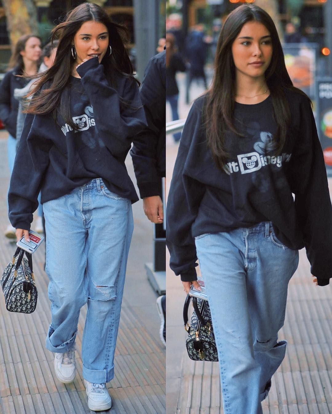 Fashion collection with crop top, trousers, hoodie: Crop top,  Madison Beer,  Street Style,  Girls Hoodies,  Black Hoodie  