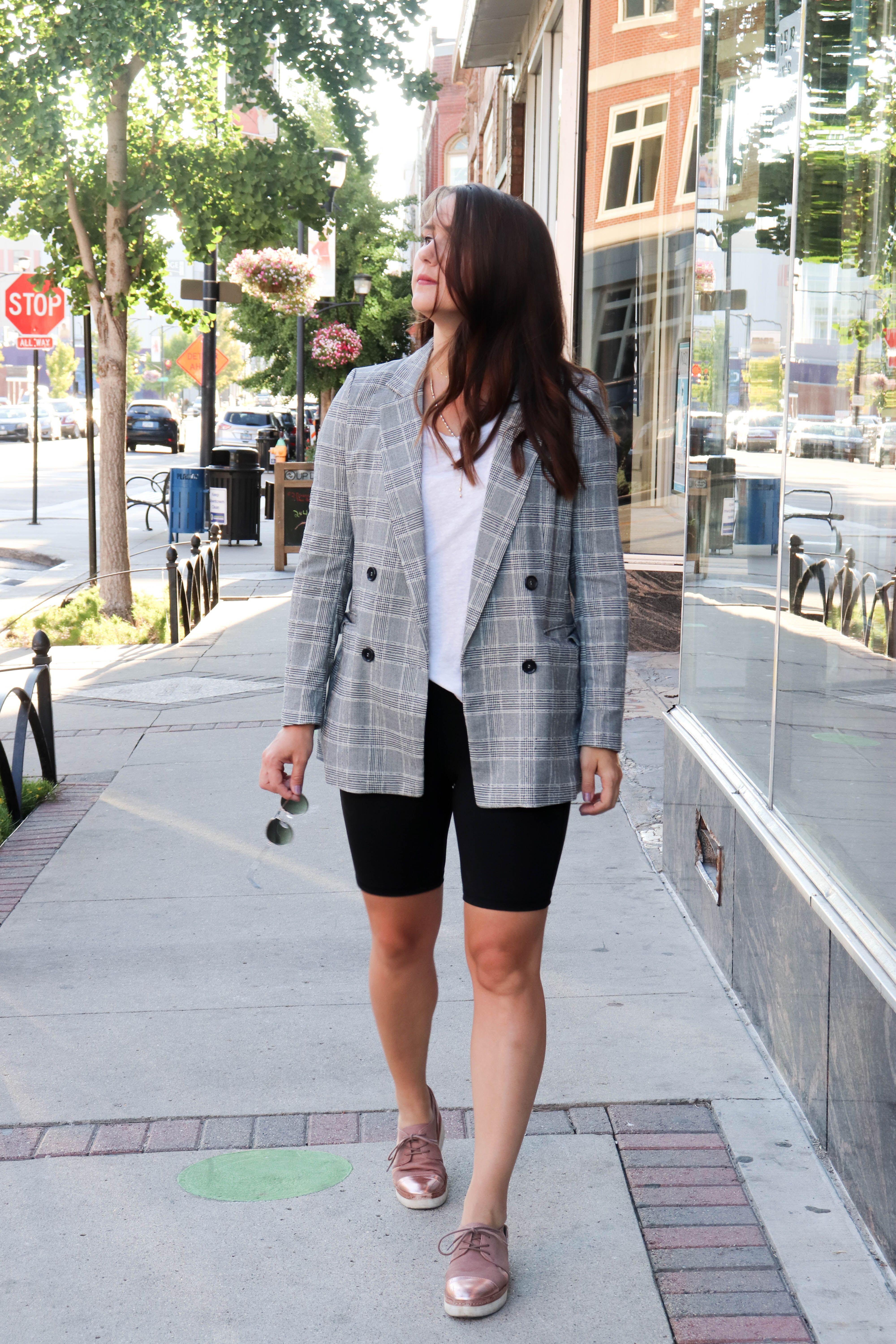 Bike short blazer look, cycling shorts, street fashion Blazers And